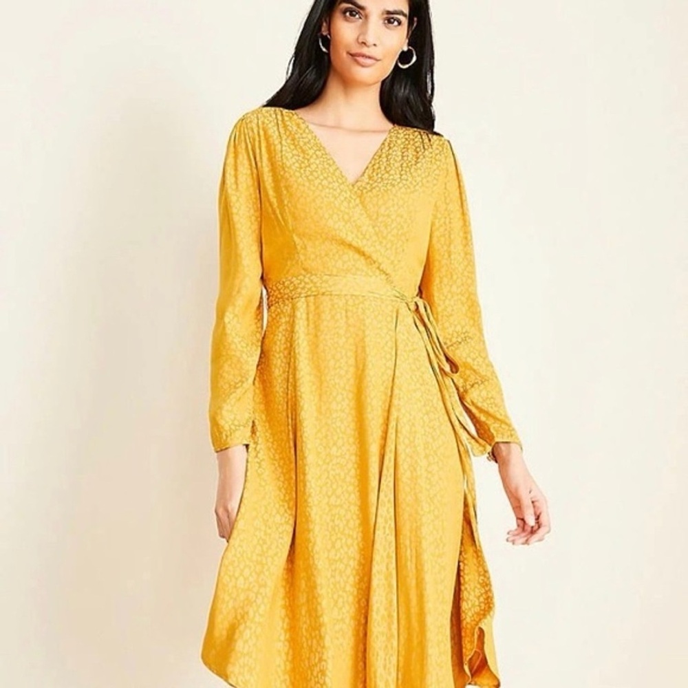 Ann Taylor Long Sleeve Faux Wrap Dress